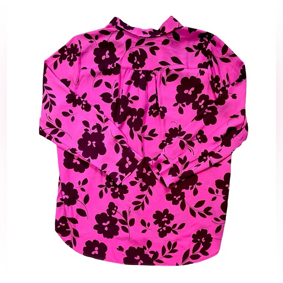 Ann Taylor Women’s XL Pink Floral Button Front Blouse Long Sleeve Collared Top - Picture 4 of 4